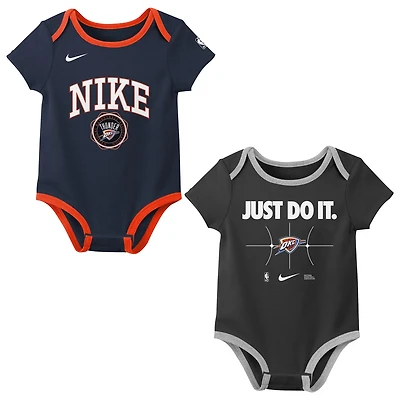 Newborn Nike Black Oklahoma City Thunder Just Do It Two-Pack Bodysuit Set