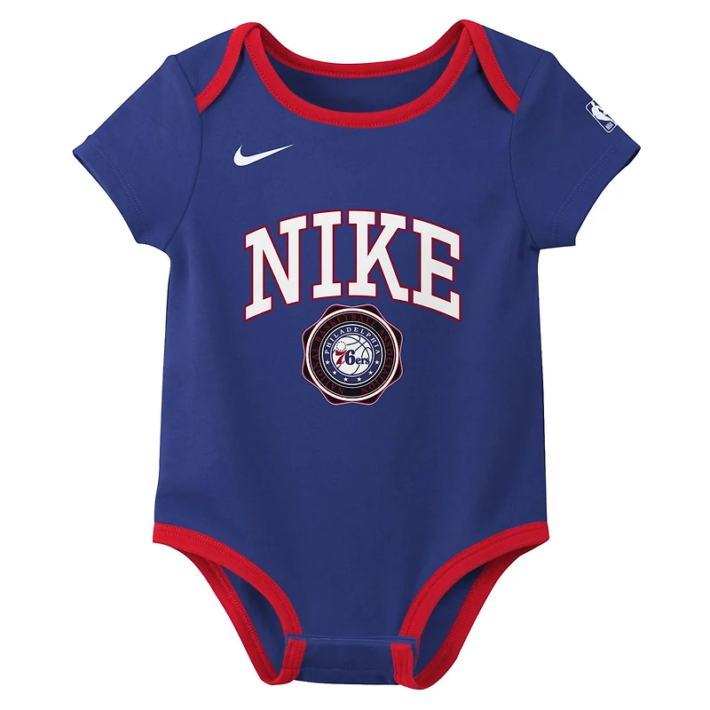Newborn Nike Black Philadelphia 76ers Just Do It Two-Pack Bodysuit Set