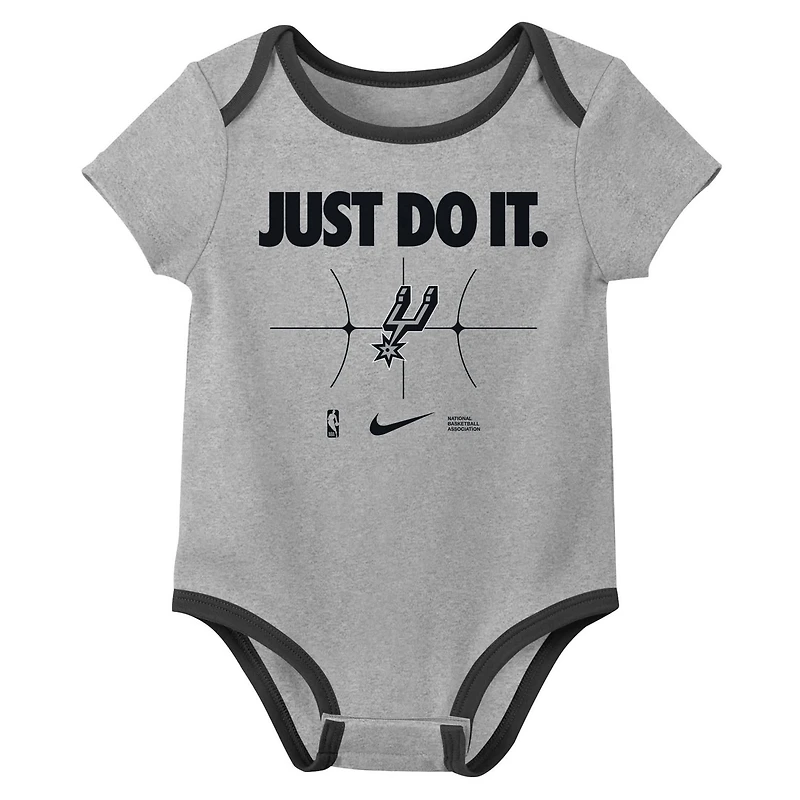 Newborn Nike Gray San Antonio Spurs Just Do It Two-Pack Bodysuit Set