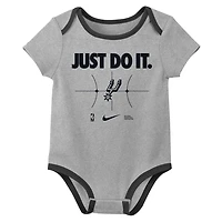 Newborn Nike Gray San Antonio Spurs Just Do It Two-Pack Bodysuit Set