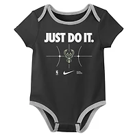 Newborn Nike Hunter Black Milwaukee Bucks Just Do It Two-Pack Bodysuit Set