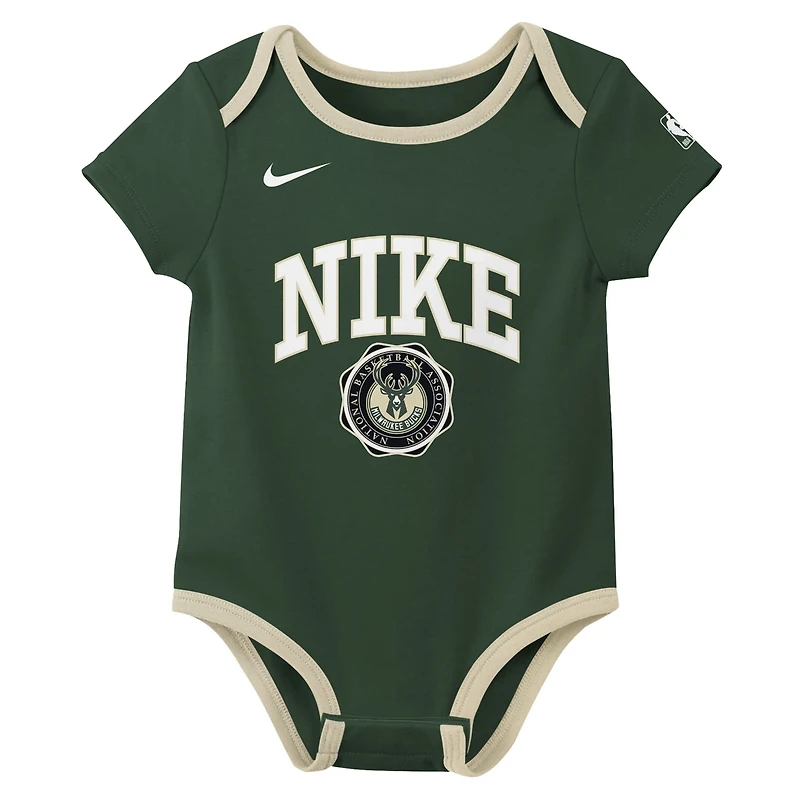 Newborn Nike Hunter Black Milwaukee Bucks Just Do It Two-Pack Bodysuit Set