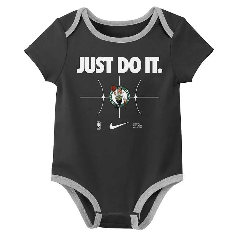 Newborn Nike Kelly Black Boston Celtics Just Do It Two-Pack Bodysuit Set
