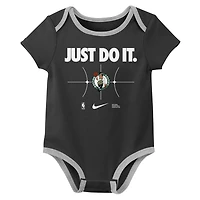 Newborn Nike Kelly Black Boston Celtics Just Do It Two-Pack Bodysuit Set
