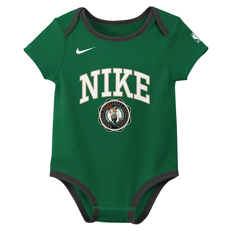 Newborn Nike Kelly Black Boston Celtics Just Do It Two-Pack Bodysuit Set
