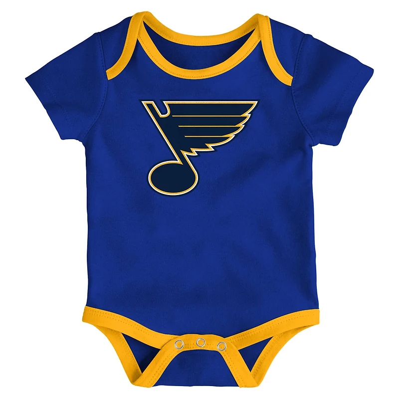 Newborn St Louis Blues Loyal Buddies Three-Pack Bodysuit Set