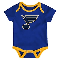 Newborn St Louis Blues Loyal Buddies Three-Pack Bodysuit Set