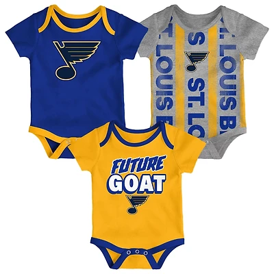 Newborn St Louis Blues Loyal Buddies Three-Pack Bodysuit Set