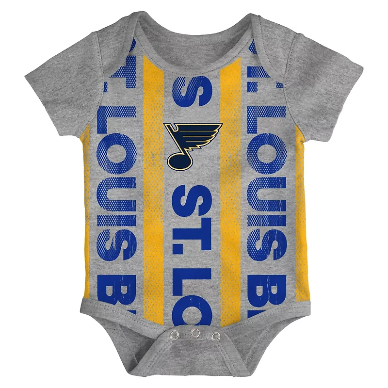 Newborn St Louis Blues Loyal Buddies Three-Pack Bodysuit Set