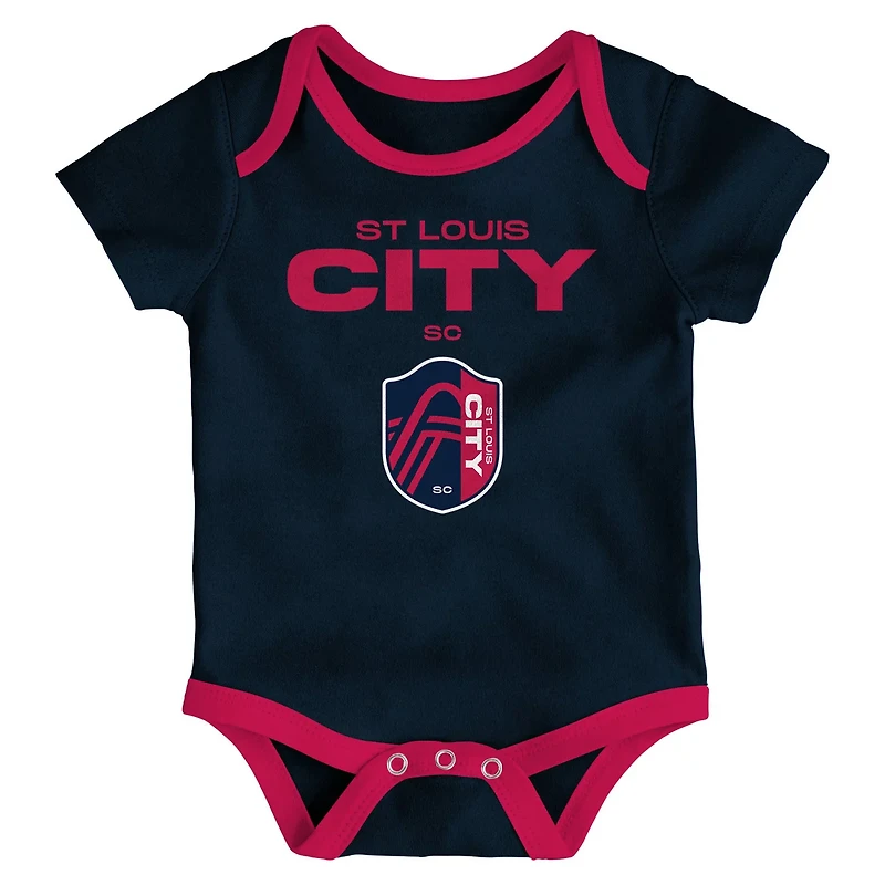 Newborn St Louis City SC Loyal Buddies 3-Pack Bodysuit Set