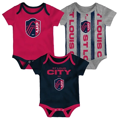 Newborn St Louis City SC Loyal Buddies 3-Pack Bodysuit Set