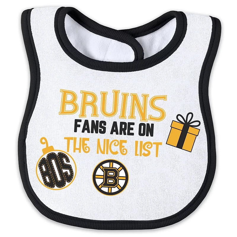 Newborn WEAR by Erin Andrews Boston Bruins Allover Print Full-Zip Sleeper  Bib Christmas Set