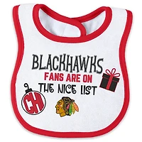 Newborn WEAR by Erin Andrews Chicago Blackhawks Allover Print Full-Zip Sleeper  Bib Christmas Set