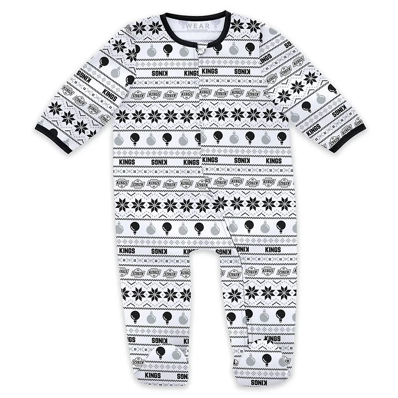 Newborn WEAR by Erin Andrews Los Angeles Kings Allover Print Full-Zip Sleeper  Bib Christmas Set