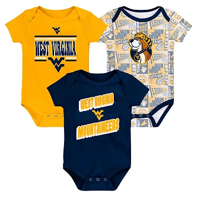 Newborn West Virginia Mountaineers Sunday Comics 3-Pack Bodysuit Set