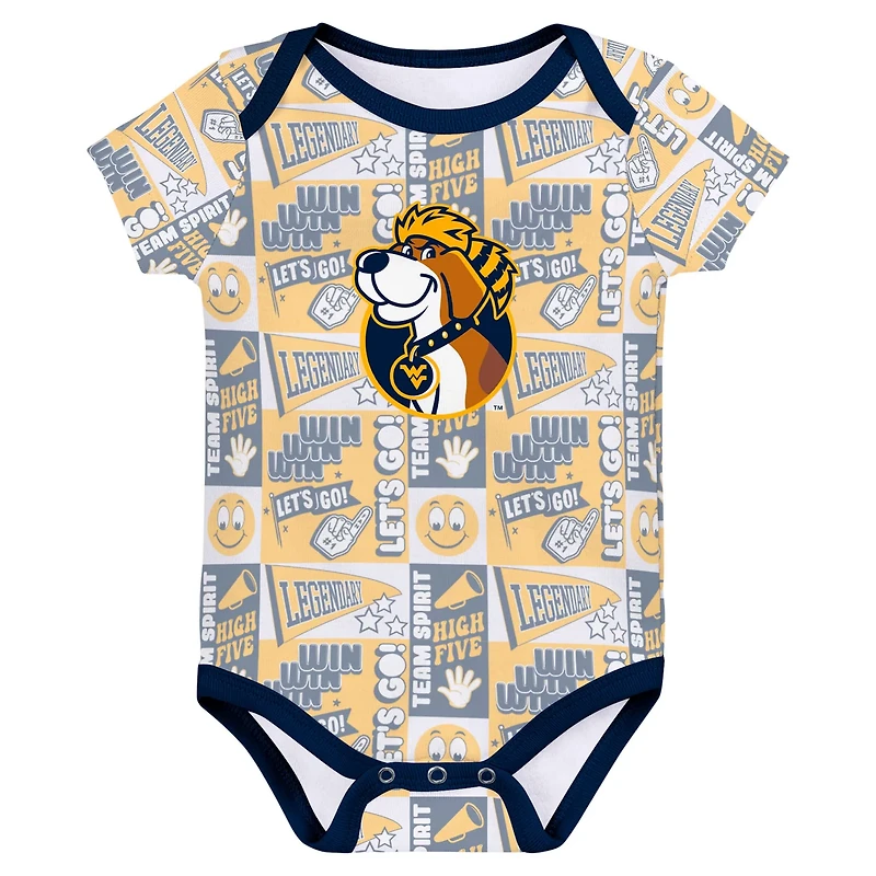 Newborn West Virginia Mountaineers Sunday Comics 3-Pack Bodysuit Set