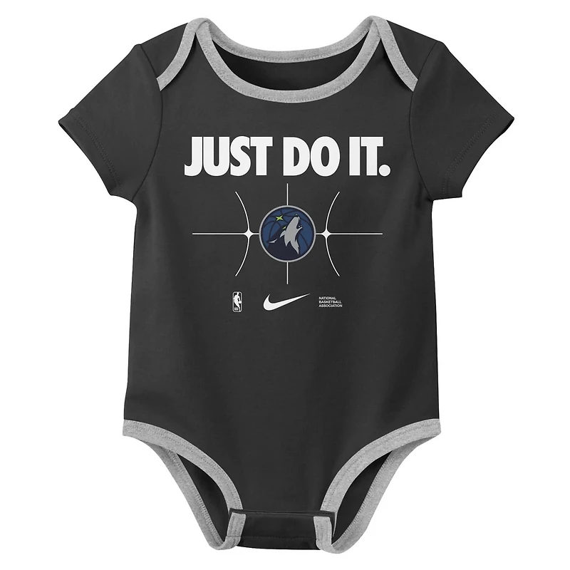 Nike Black Minnesota Timberwolves Just Do It Two-Pack Bodysuit Set