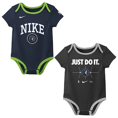 Nike Black Minnesota Timberwolves Just Do It Two-Pack Bodysuit Set