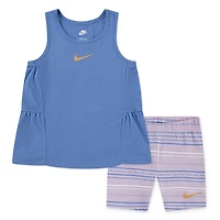 Nike Girls' 4-6X Sunny Swoosh Bike Shorts Set