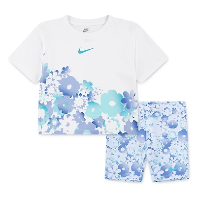 Nike Girls' Flow-Ral Allover Print Bike Shorts Set