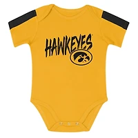 Outerstuff Gold Iowa Hawkeyes Double Down Bodysuit and Pants 3-Piece Set