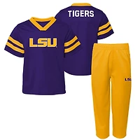 Outerstuff Gold LSU Tigers Red Zone Two-Piece V-Neck Top and Pants Set