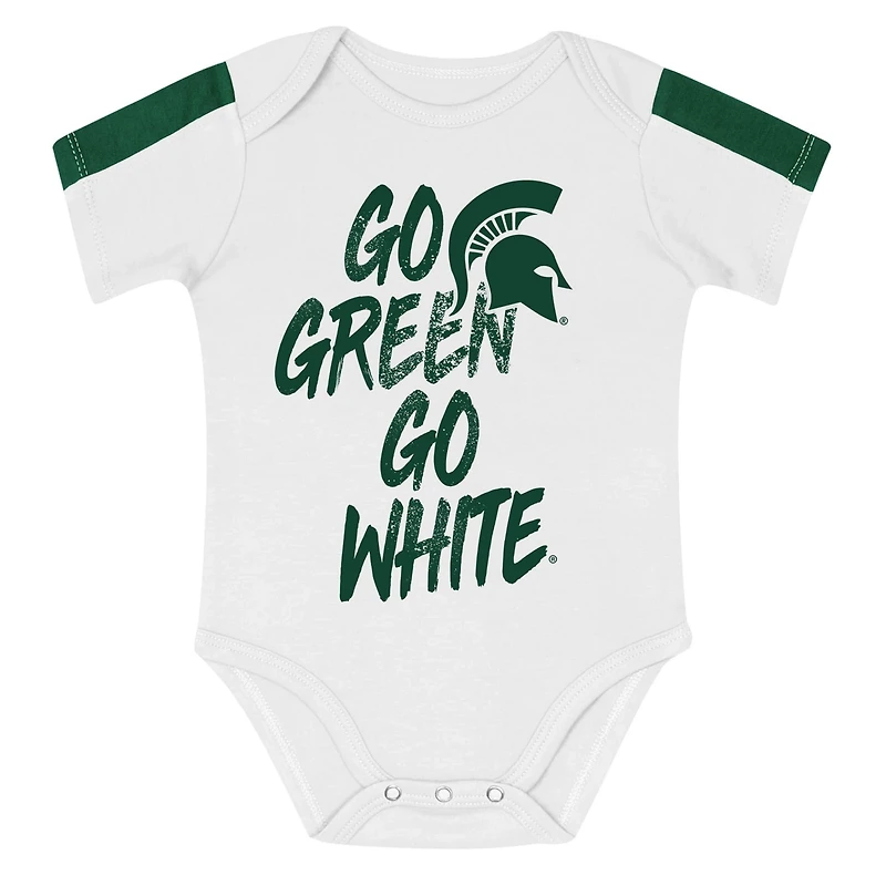 Outerstuff White Michigan State Spartans Double Down Bodysuit and Pants 3-Piece Set
