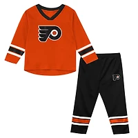 Preschool Outerstuff Black Philadelphia Flyers Denting the Net Long Sleeve T-Shirt and Pants Set