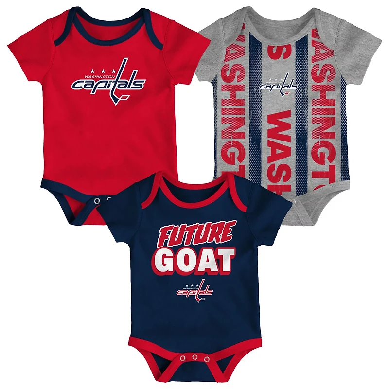 Washington Capitals Loyal Buddies Three-Pack Bodysuit Set