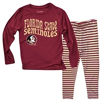 Wes  Willy Florida State Seminoles Long Sleeve Top and Striped Leggings Set
