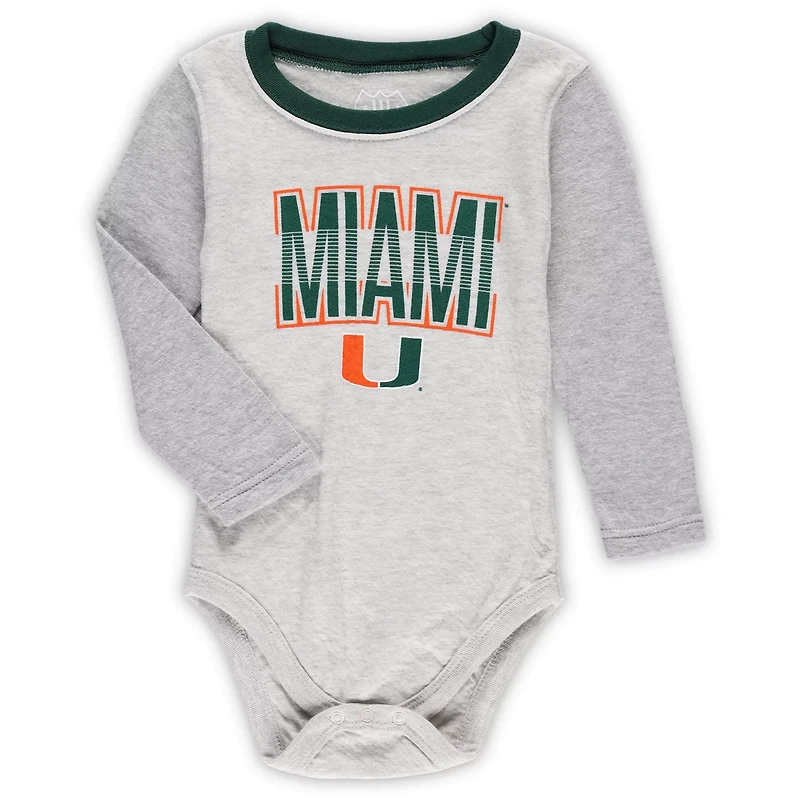 Wes  Willy Heather Gray Miami Hurricanes Jie Long Sleeve Bodysuit Pants Set