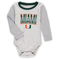 Wes  Willy Heather Gray Miami Hurricanes Jie Long Sleeve Bodysuit Pants Set
