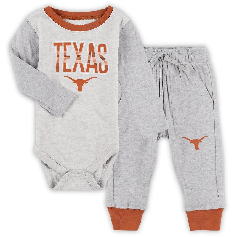 Wes  Willy Heather Gray Texas Longhorns Jie Long Sleeve Bodysuit Pants Set