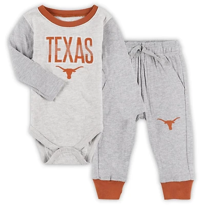 Wes  Willy Heather Gray Texas Longhorns Jie Long Sleeve Bodysuit Pants Set