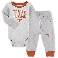 Wes  Willy Heather Gray Texas Longhorns Jie Long Sleeve Bodysuit Pants Set