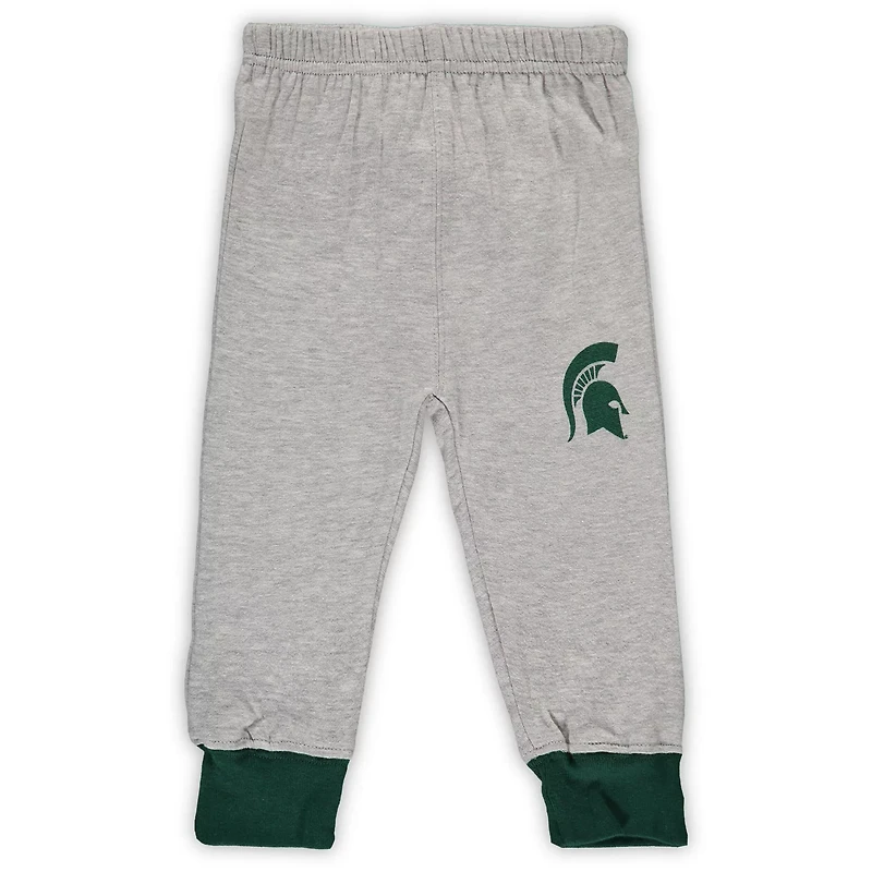 Wes  Willy Heathered Gray/ Michigan State Spartans Jie Long Sleeve Bodysuit Pants Set