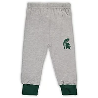 Wes  Willy Heathered Gray/ Michigan State Spartans Jie Long Sleeve Bodysuit Pants Set
