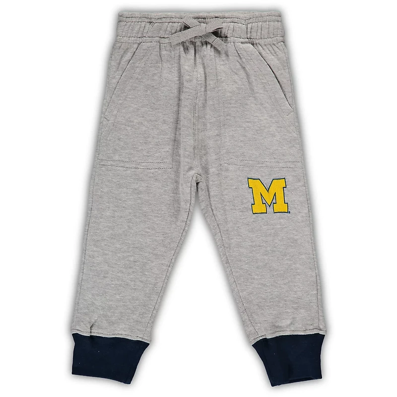 Wes Willy Heathered Gray/ Michigan Wolverines Jie Long Sleeve Bodysuit Pants Set