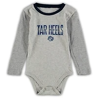 Wes  Willy Heathered Gray/ North Carolina Tar Heels Jie Long Sleeve Bodysuit Pants Set