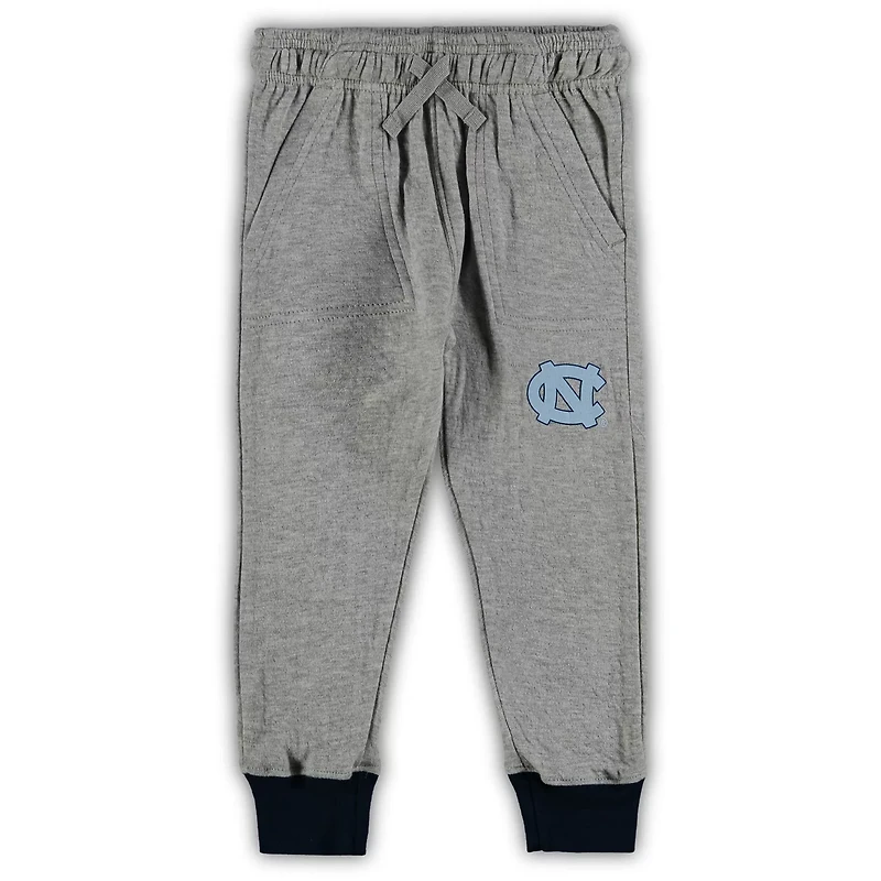 Wes  Willy Heathered Gray/ North Carolina Tar Heels Jie Long Sleeve Bodysuit Pants Set