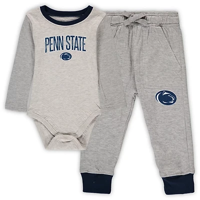 Wes  Willy Heathered Gray/ Penn State Nittany Lions Jie Long Sleeve Bodysuit Pants Set