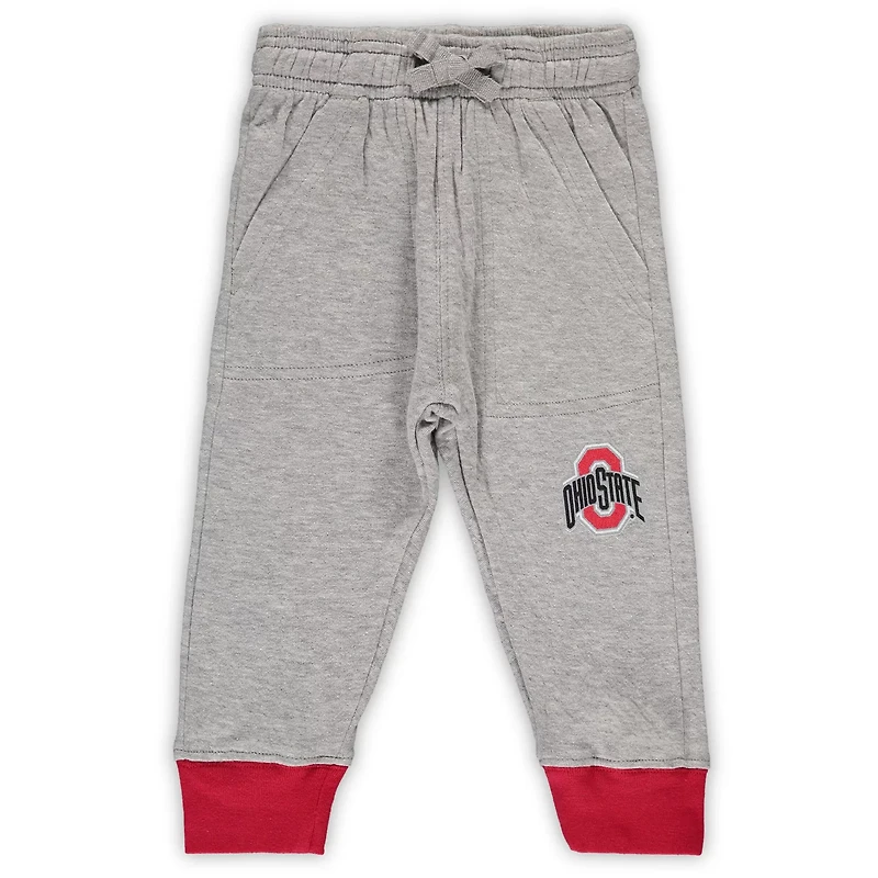 Wes  Willy Heathered Gray/Scarlet Ohio State Buckeyes Jie Long Sleeve Bodysuit Pants Set