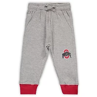 Wes  Willy Heathered Gray/Scarlet Ohio State Buckeyes Jie Long Sleeve Bodysuit Pants Set