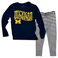 Wes  Willy Michigan Wolverines Long Sleeve Top and Striped Tri-Blend Leggings Set