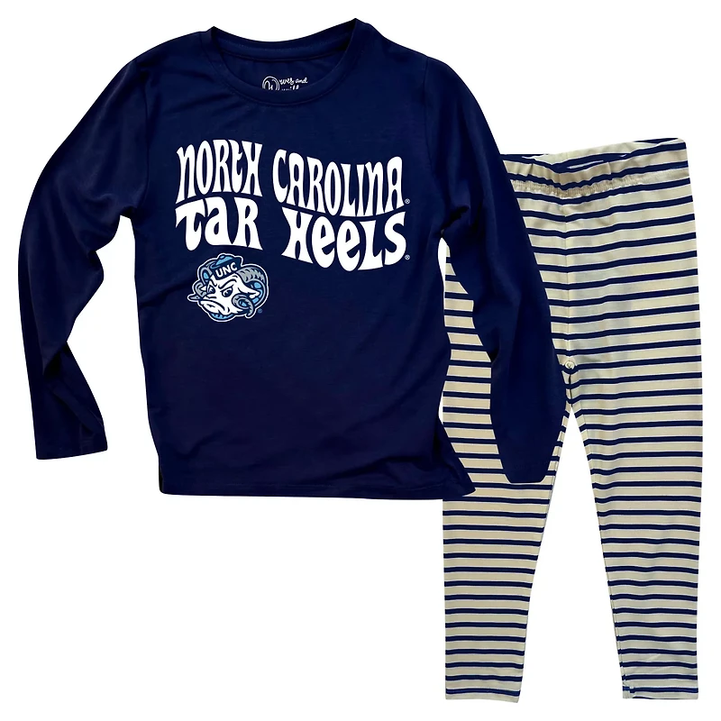 Wes  Willy North Carolina Tar Heels Long Sleeve Top and Striped Leggings Set