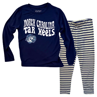 Wes  Willy North Carolina Tar Heels Long Sleeve Top and Striped Leggings Set