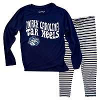 Wes  Willy North Carolina Tar Heels Long Sleeve Top and Striped Leggings Set