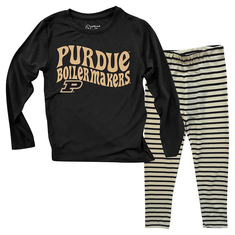 Wes  Willy Purdue Boilermakers Long Sleeve Top and Striped Tri-Blend Leggings Set