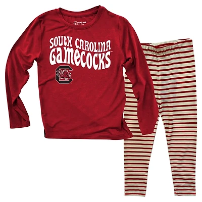 Wes  Willy South Carolina Gamecocks Long Sleeve Top and Striped Tri-Blend Leggings Set