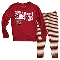 Wes  Willy South Carolina Gamecocks Long Sleeve Top and Striped Tri-Blend Leggings Set